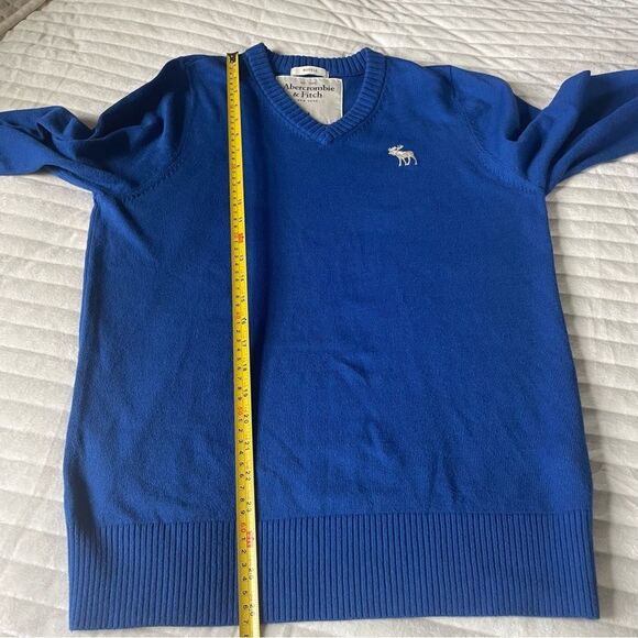 Abercrombie & Fitch Cashmere Wool Blend Blue Moose Muscle V Neck Sweater Size M - Picture 7 of 7